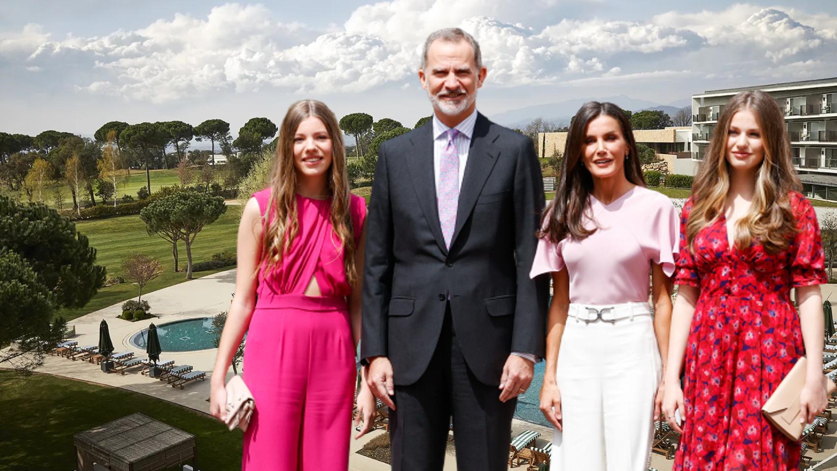 La Familia Real junto al Hotel Camiral de Caldes de Malavella, en un montaje de JALEOS.