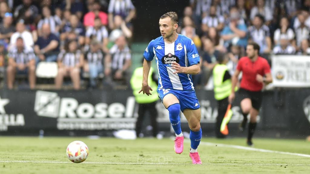 Lebedenko durante un partido con el Deportivo.