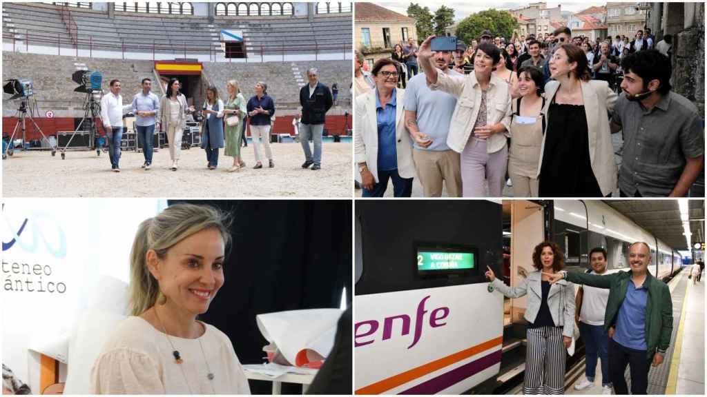 Los cabeza de lista por Pontevedra en diferentes actos este sábado.