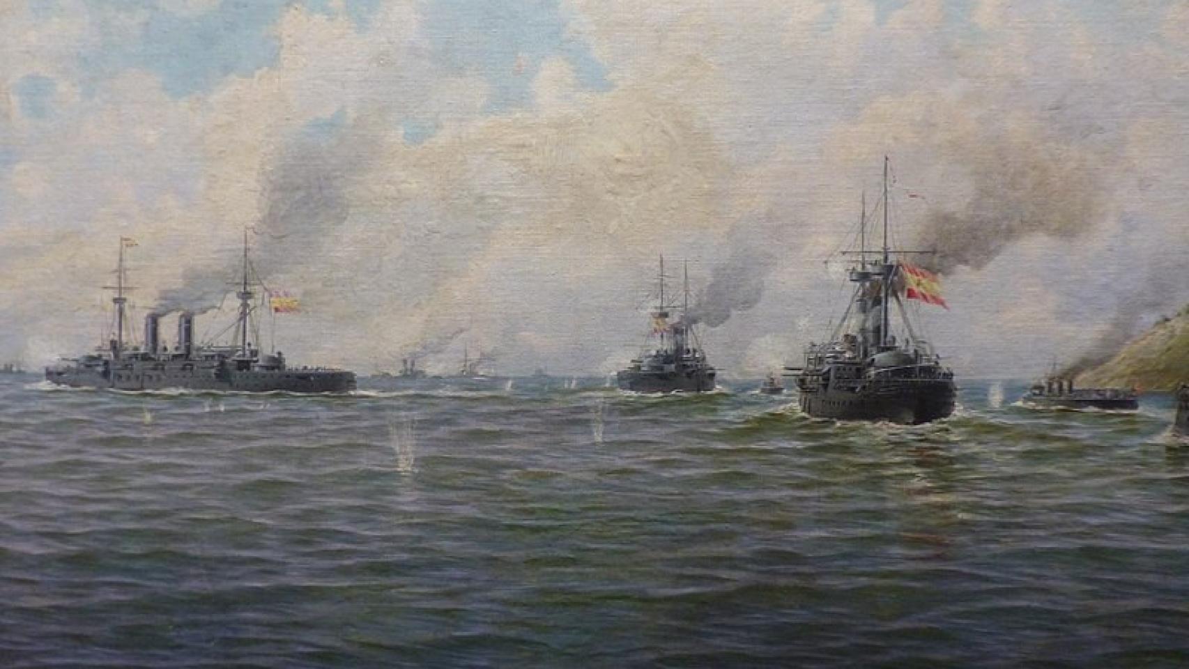 Combate en Santiago de Cuba. Pintura de Ildefonso Sanz Doménech.