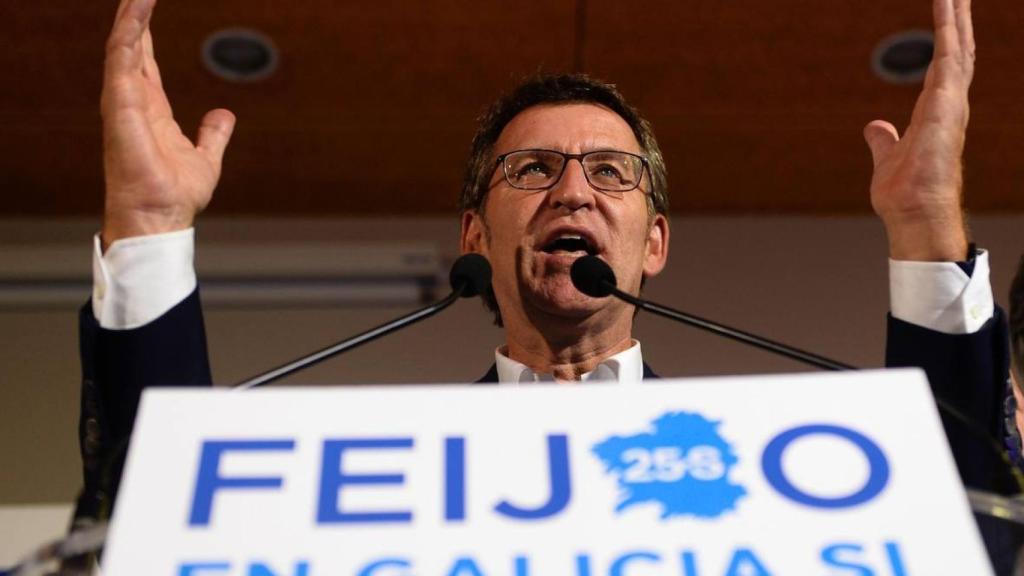 Alberto Núñez Feijóo durante la campaña electoral de las elecciones a la presidencia de Galicia.