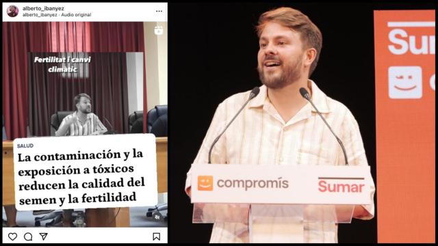 Publicación de Alberto Ibáñez, candidato de Sumar, en la que alerta del impacto del puerto en la calidad del semen. EE