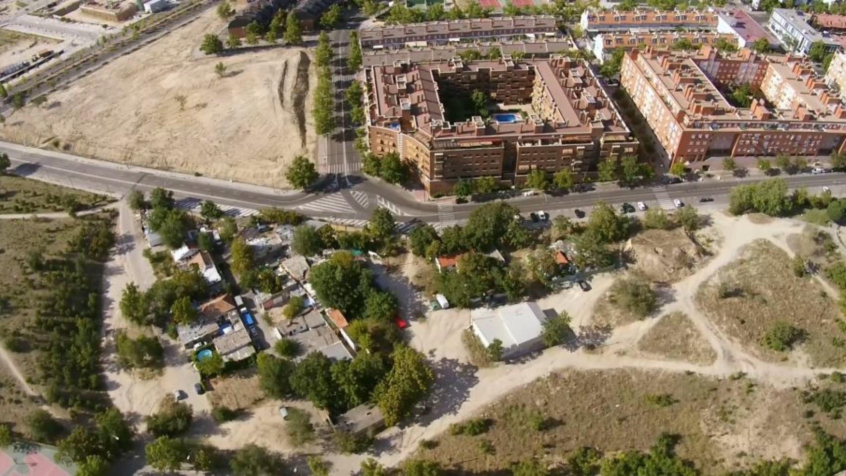 El poblado de Valdereyos, visto desde el aire.