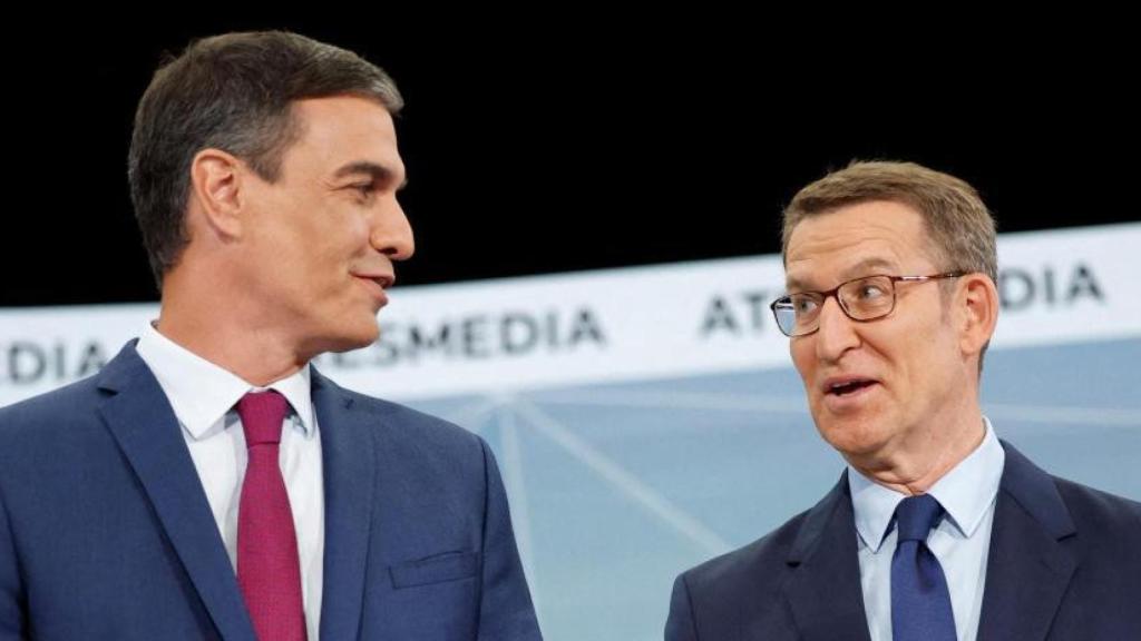 Sánchez y Feijóo, antes de comenzar su único cara a cara de la campaña