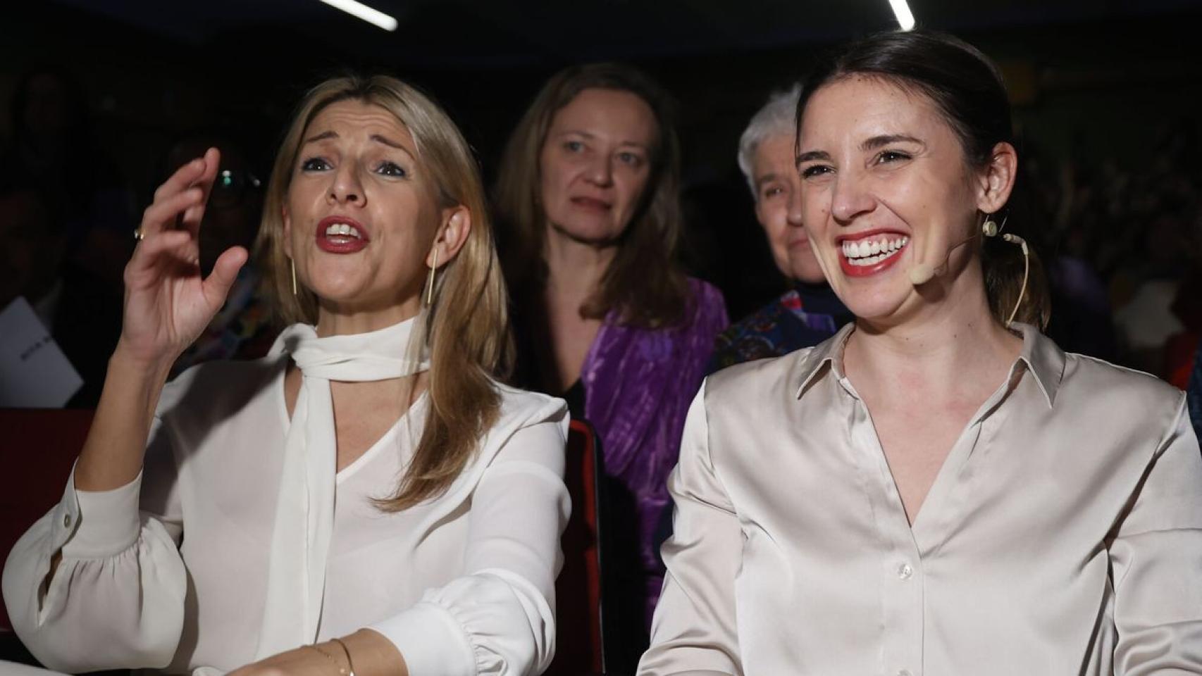 Yolanda Díaz junto a Irene Montero.