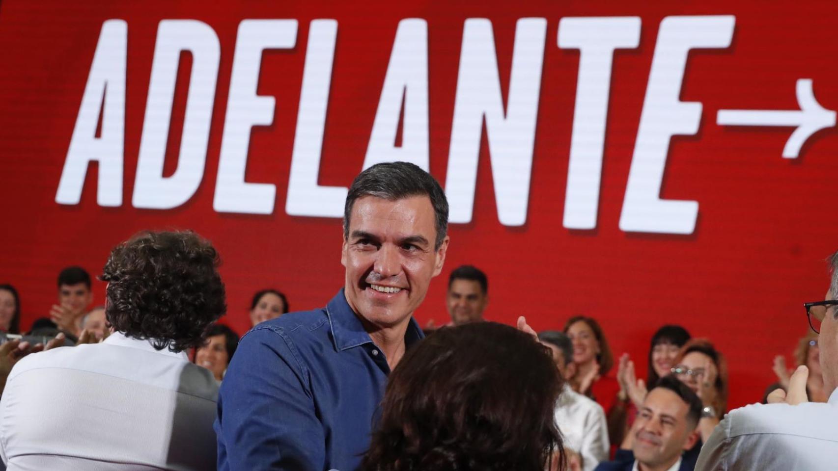Pedro Sánchez, este martes, en un mitin en San Sebastián.