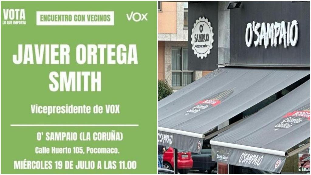 Polémica en redes por un falso anuncio de un mitin de Vox en un bar de A Coruña
