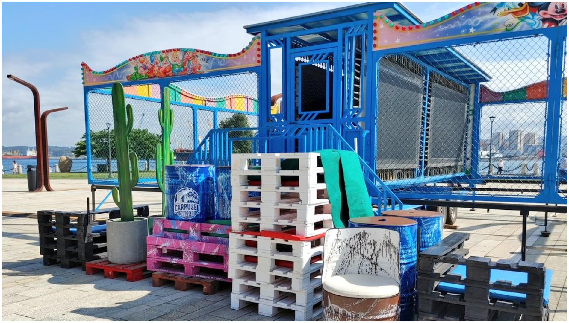 Las camas elásticas preparadas en el Parrote (foto: @ELOYTP)