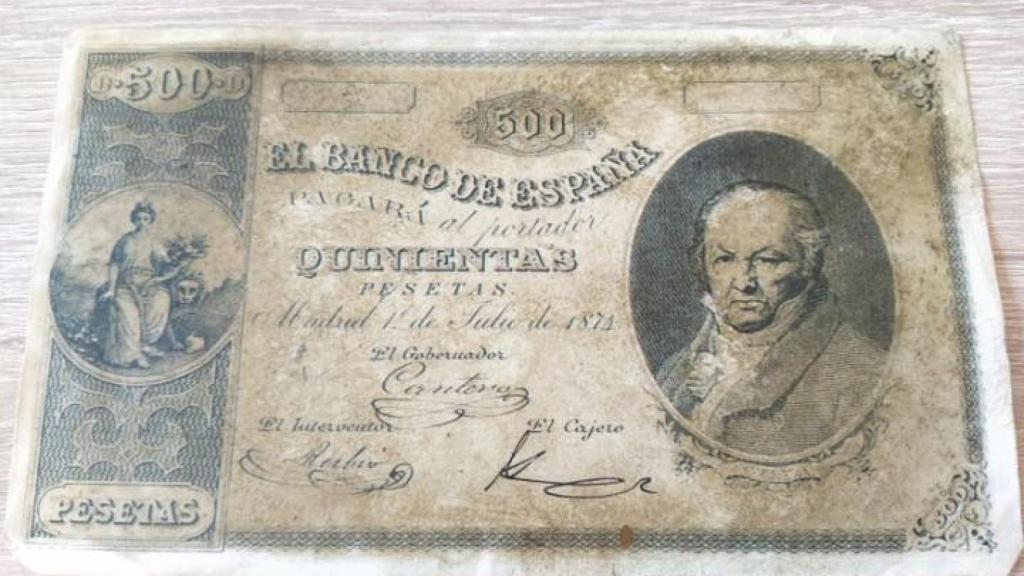 Billete de Goya de 1874.