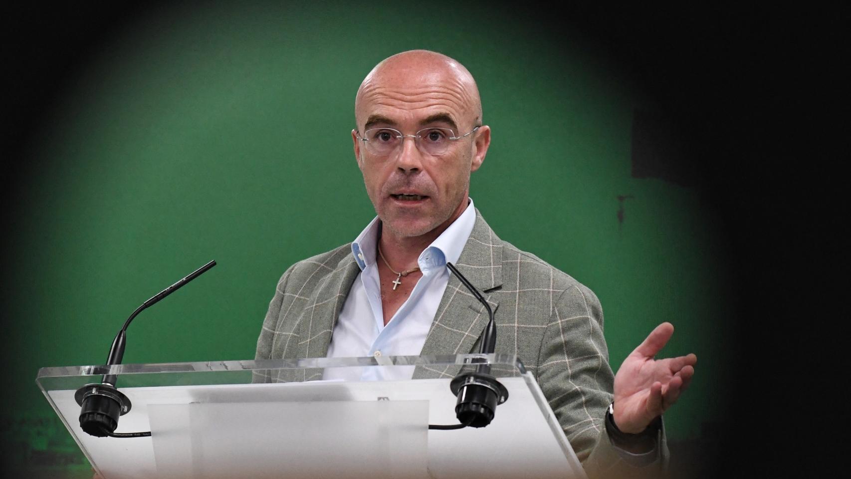 Jorge Buxadé, vicepresidente Vox, este lunes en rueda de prensa.