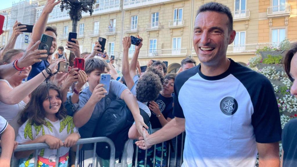 Scaloni a su llegada a María Pita.