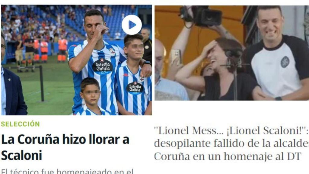 Los medios argentinos se hacen eco de la visita de Scaloni a A Coruña.