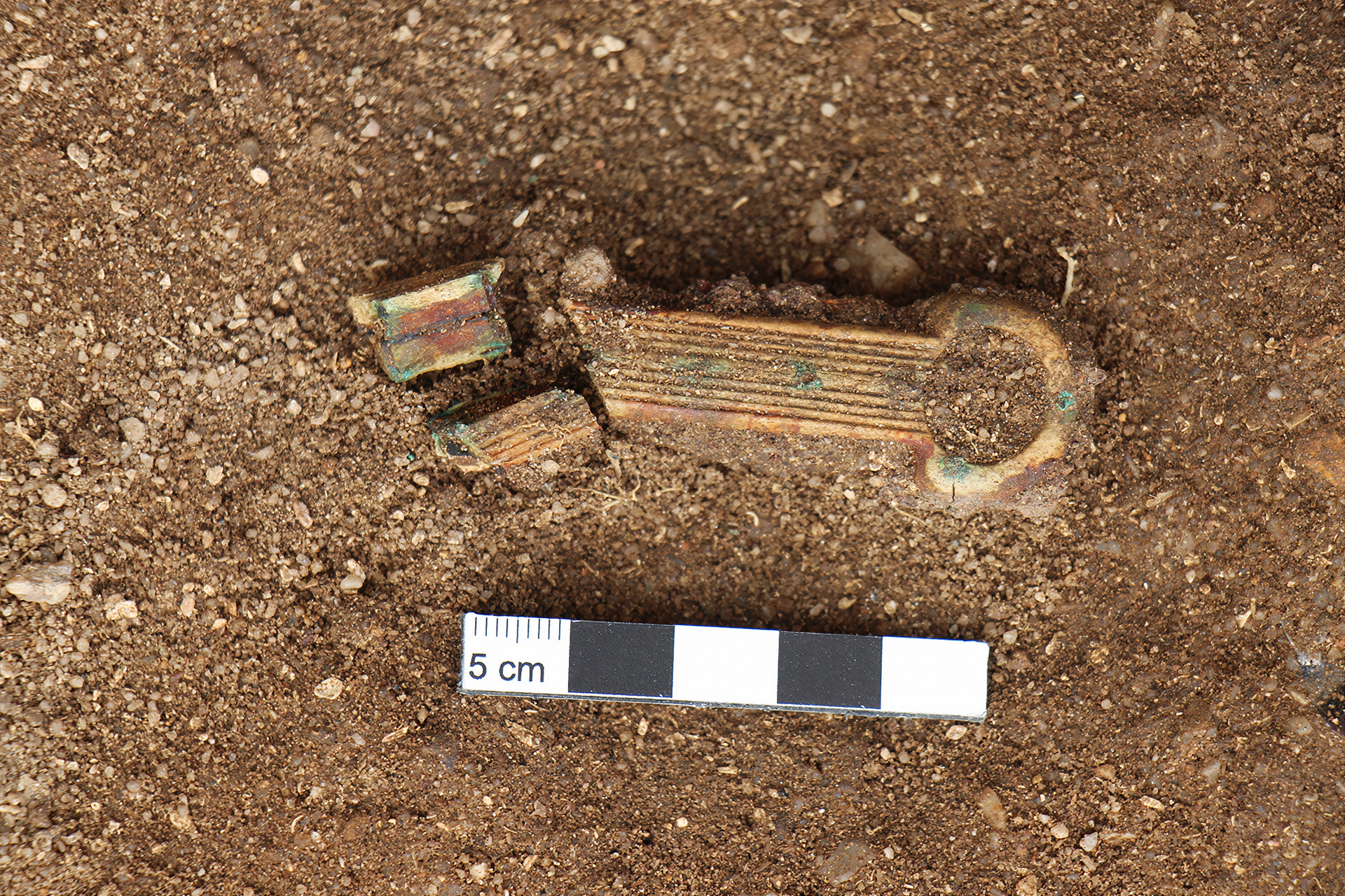 Mango de cuchillo en hueso, recuperado durante los trabajos de excavación.