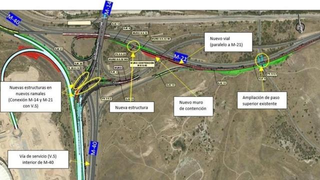 Mapa de las obras en los accesos al estadio Cívitas Metropolitano.