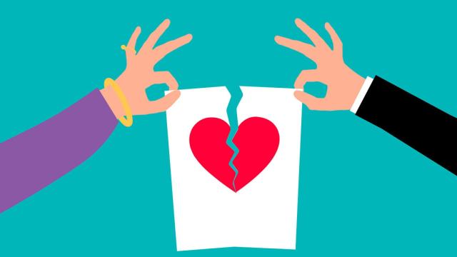 Ilustración de una pareja durante su divorcio.