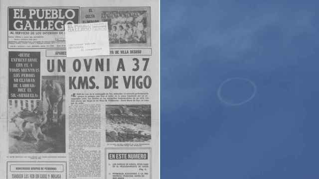 Portada de ‘El Pueblo Gallego’ de 1974 y avistamiento en Samil fotografiado por Alberto Casás (cedida).