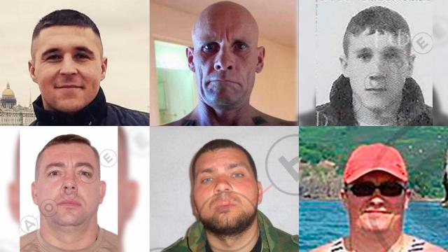 De izquierda a derecha y de arriba abajo: Aleksandr Totmin, Dimitri Utkin, Nikolai Matuseev, Sergey Propustin, Yevgeny Makaryan y Valery Chekalov.