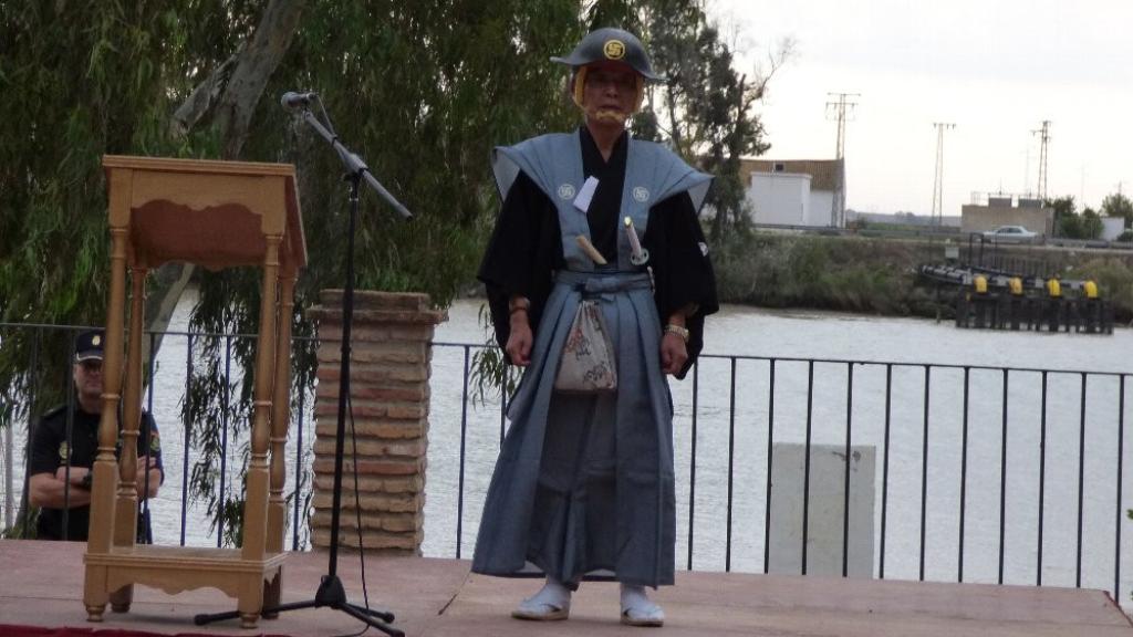 El samurái Hasekura Tsunetaka, XIII generación, heredero del histórico. Falleció en 2019 y su sucesor ya ha visitado Coria del Río dos veces.