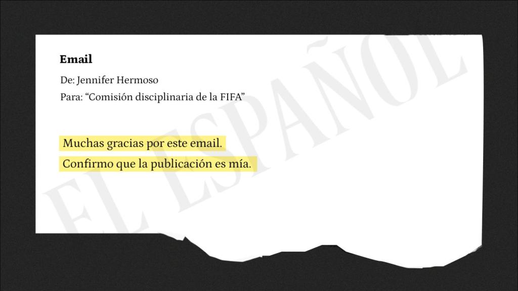 Email de Jennifer Hermoso a la Comisión Disciplinaria de la FIFA