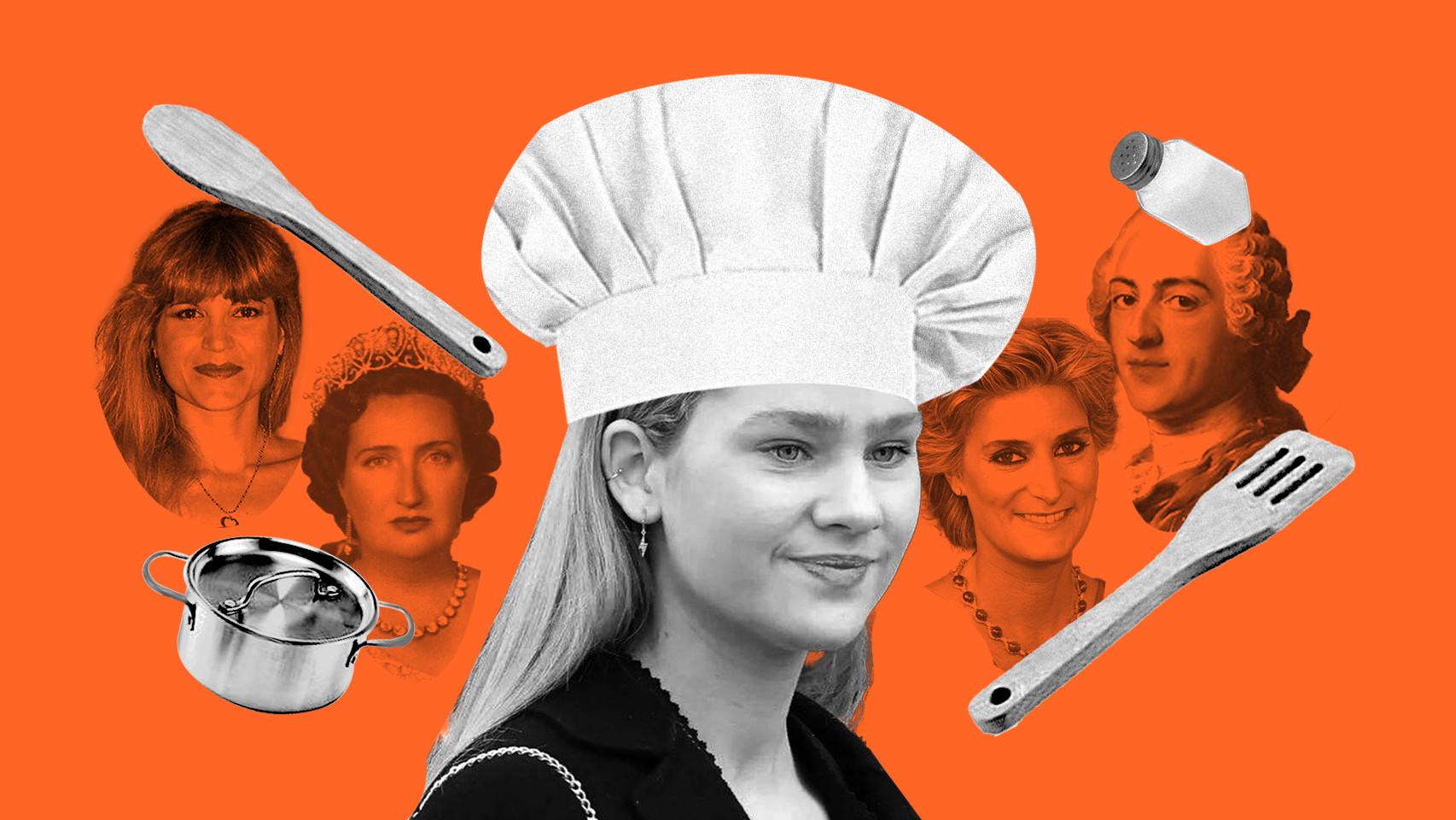 De izquierda a derecha: Cristina de Borbón, María de las Mercedes de Borbón, irene de Borbón, María Zurita y Luis XV.