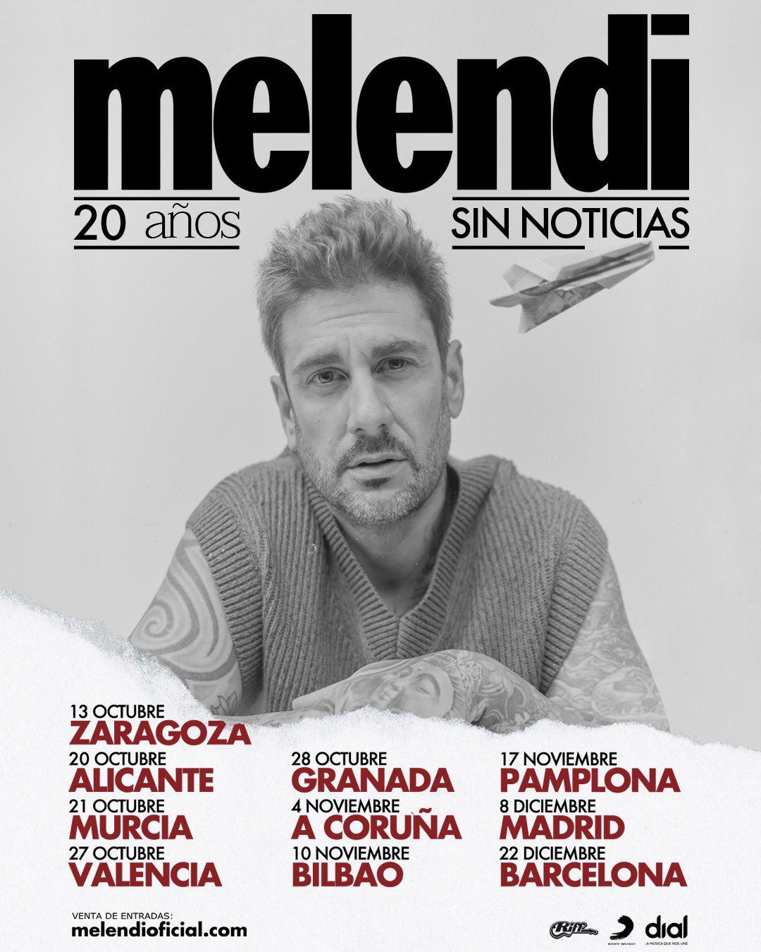 Conciertos anunciados por Melendi.