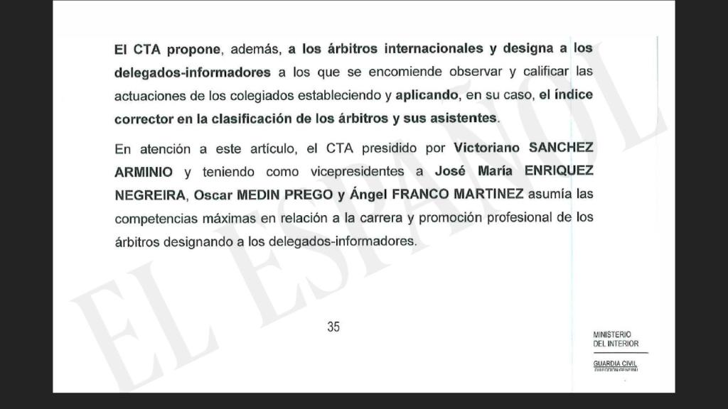 Fragmento del informe de la Guardia Civil sobre el 'caso Negreira'