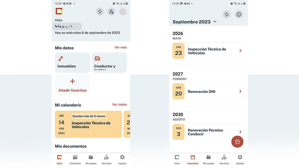 Calendario en Mi Carpeta Ciudadana