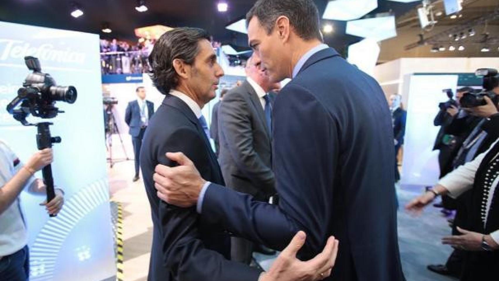 José María Álvarez-Pallete y Pedro Sánchez en una imagen de archivo.