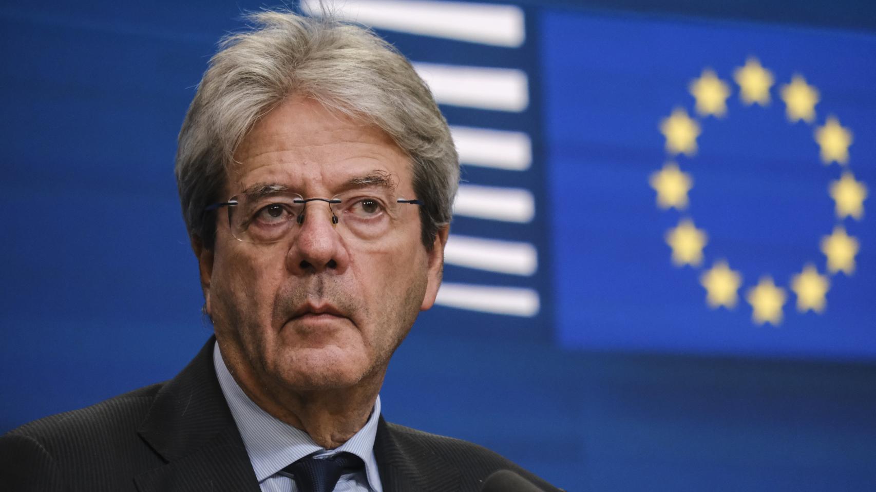 El comisario de Asuntos Económicos, Paolo Gentiloni, durante una rueda de prensa