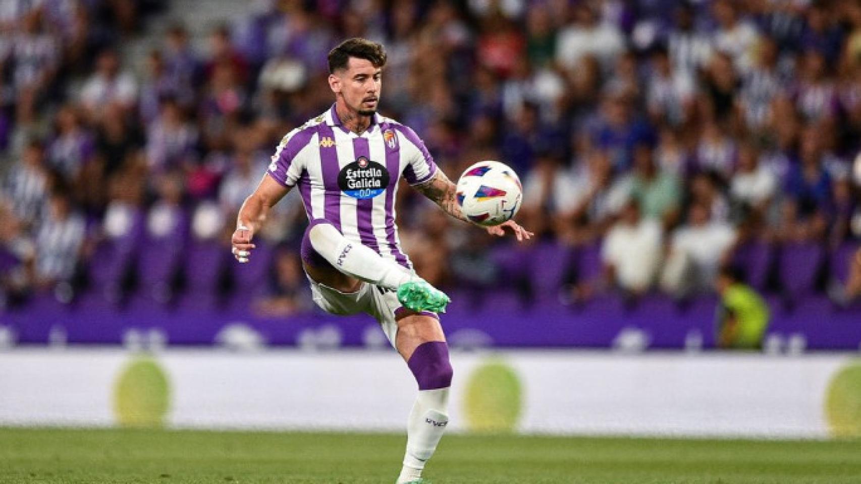 Luis Pérez en un partido del Real Valladolid