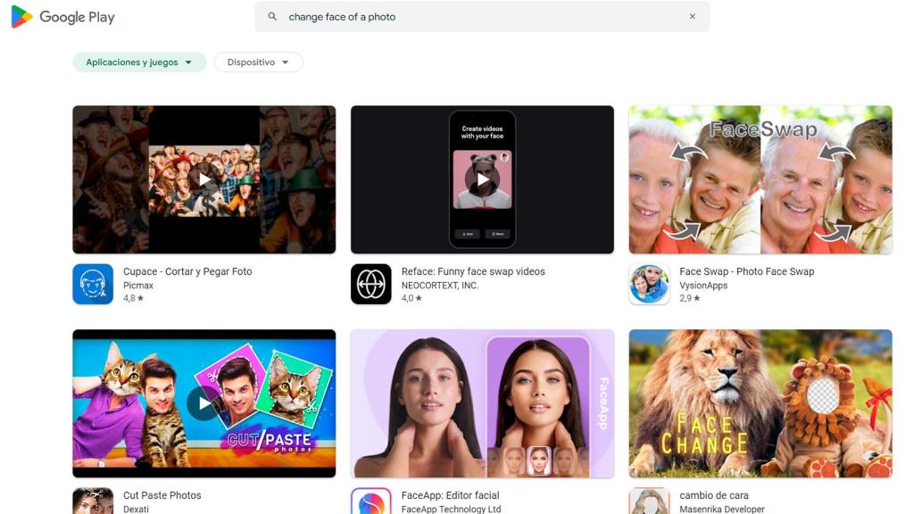 Apps de retoque en la Google Play Store