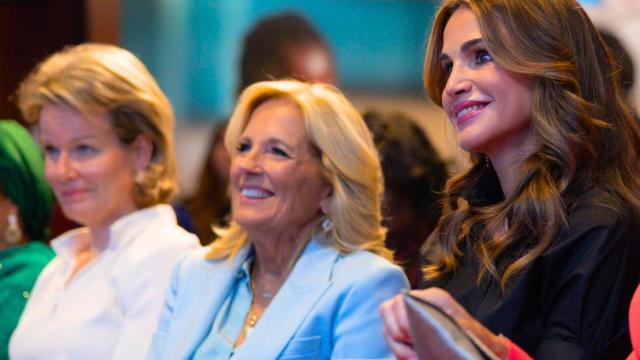 Rania, Matilde y la esposa de Joe Biden, en Nueva York.