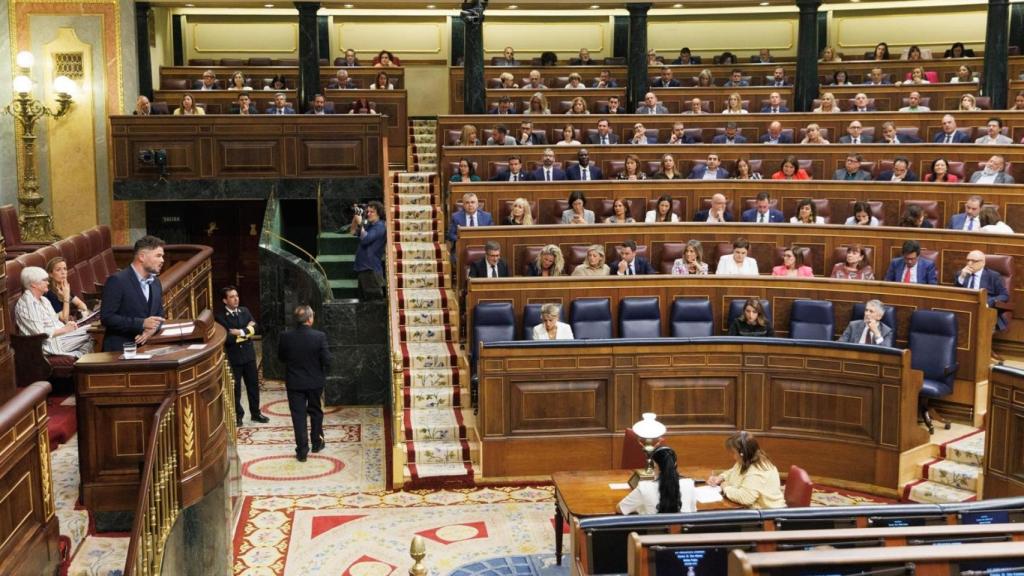 El portavoz de ERC en el Congreso, Gabriel Rufián, interviene en el día de ayer.