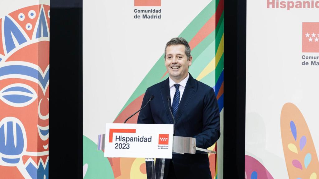 El consejero de Cultura, Turismo y Deporte de la Comunidad de Madrid, Mariano de Paco durante la presentación de la programación de Hispanidad 2023