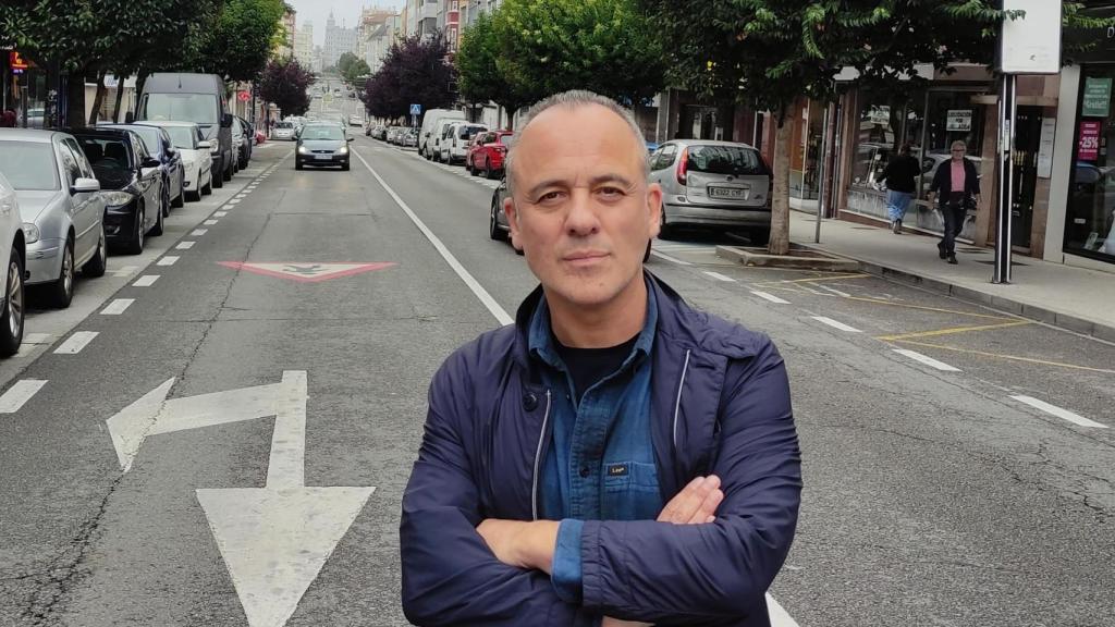 Javier Gutiérrez en Ferrol horas antes de su actuación de hoy en el Teatro Jofre