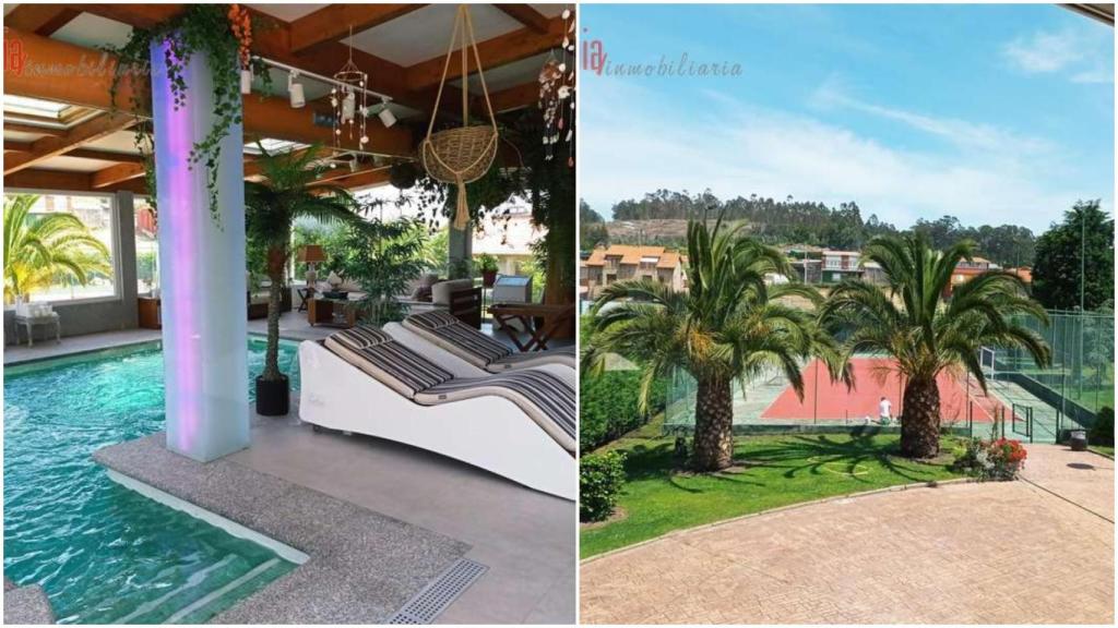 Fotos de la zona spa y de la cancha de tenis de esta propiedad