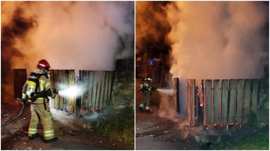 Incendio en un contenedor.