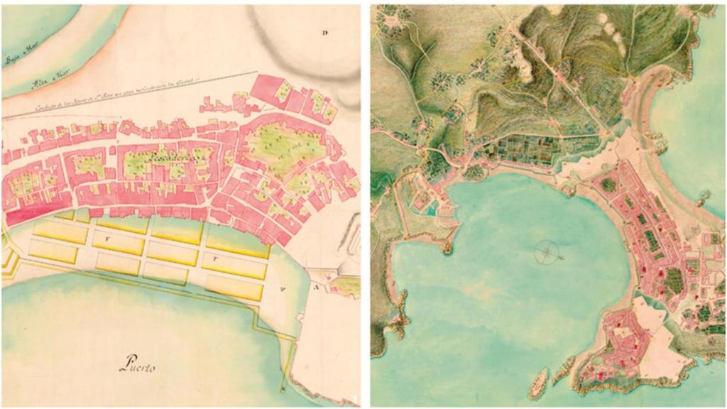 Algunos mapas de A Coruña que se podrán ver en la exposición