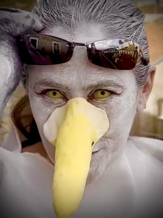 Olga, caracterizada como la gaviota La Vane.