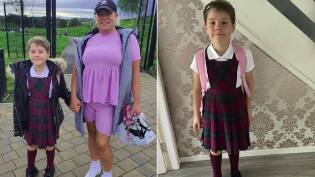 Theo en solitario y junto a su madre, Marion, en las fotos publicadas por el 'Daily Record'.