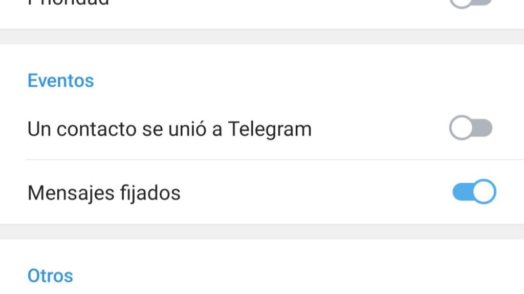 Notificaciones de contactos en Telegram