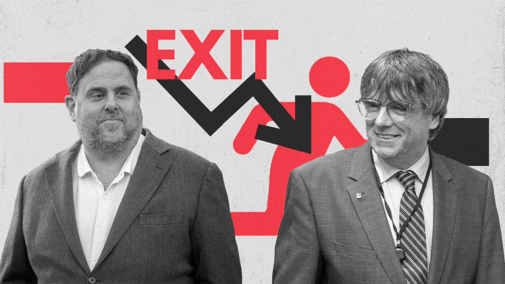 Ilustración con fotografías de Oriol Junqueras (ERC) y Carles Puigdemont (Junts)