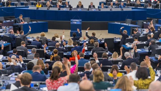 El pleno de la Eurocámara, durante las votaciones este martes en Estrasburgo
