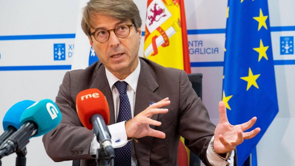 El conselleiro de Facenda e Administración Pública, Miguel Corgos, en rueda de prensa.