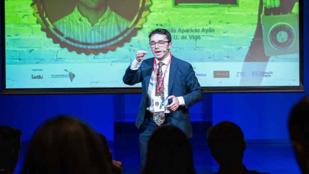 Tomás Aparicio en una de sus intervenciones de la final.