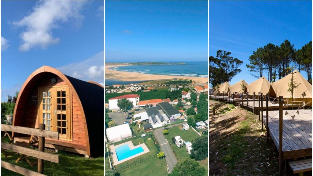 De izq. a dcha.: camping de Rinlo, camping de Valdoviño y camping de la Illa de Ons