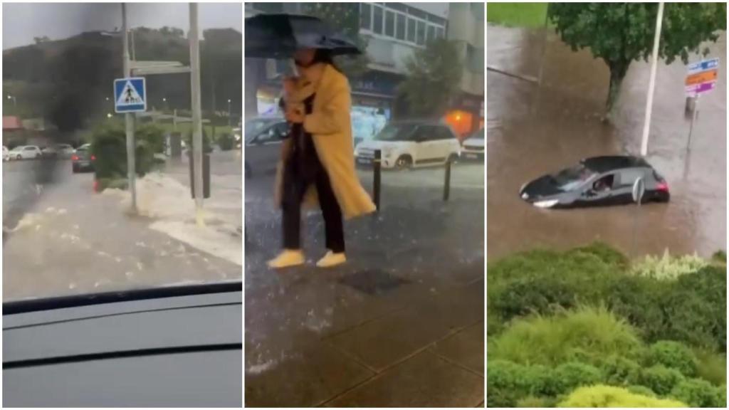Imágenes del temporal esta tarde en Santiago.