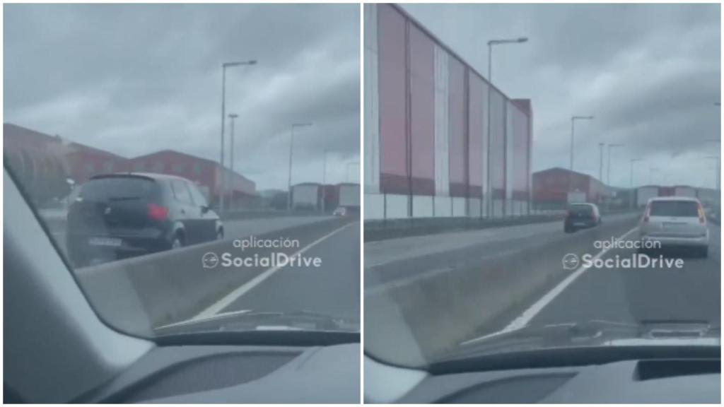 Imágenes del momento en el que un ‘kamikaze’ conduce en sentido contrario en Fene (A Coruña)