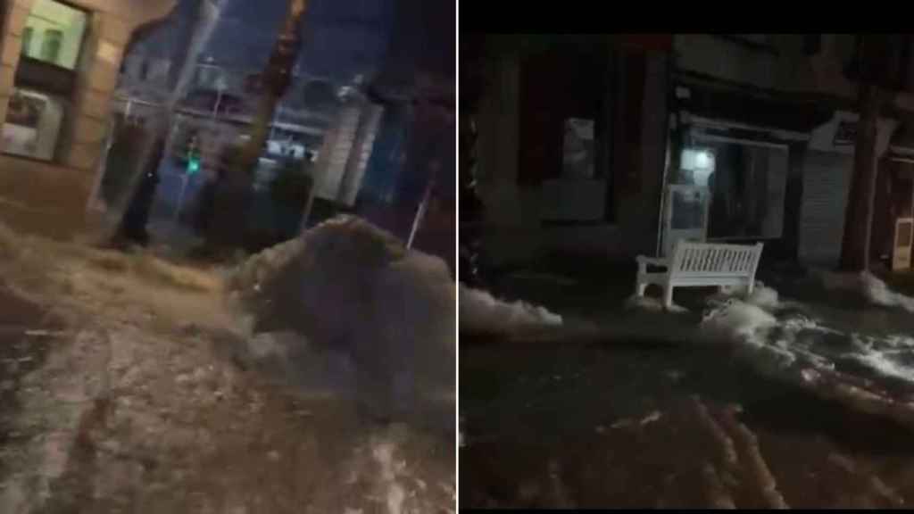 La calle Colón de Vigo, desbordada esta pasada noche.