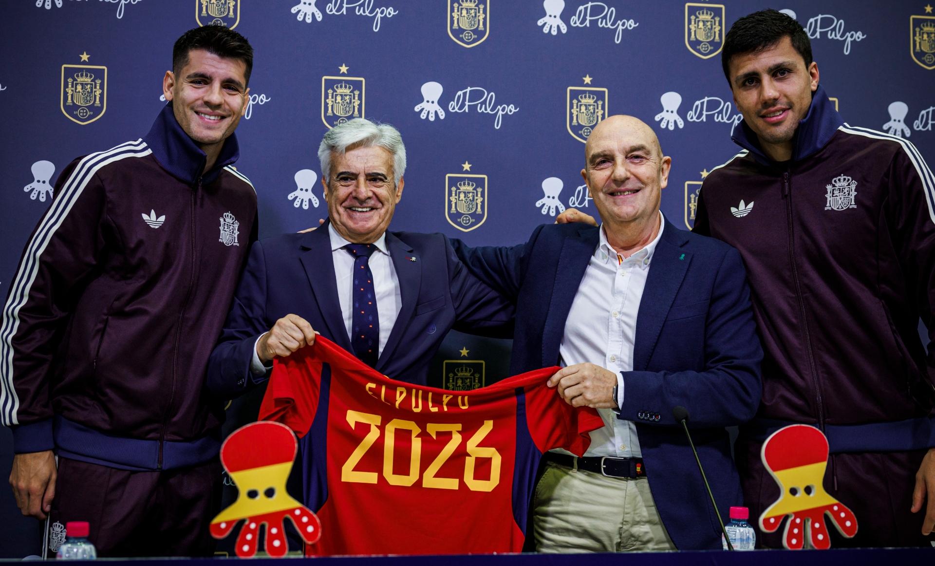 Morata, Pedro Rocha, José Antonio Chacón y Rodri en la presentación (Foto: elPulpo)